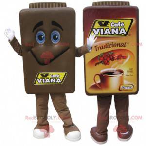 Bruine koffiepot mascotte. Cafe Viana - Redbrokoly.com